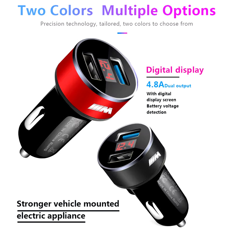 2USB Ports Fast Charging Digital Display Car Charger Car Accessories for E53 E70 E71 E72 E83 X1 X2 X3 X4 X5 X6 X7 E84 F48
