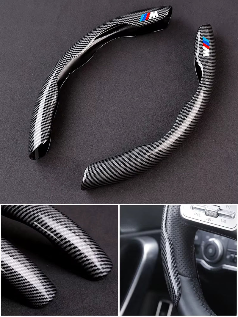 For M Car Steering Wheel Cover X1 X3 X5 X7 M3 M4 M5 E39 E46 E60 E90 E91 F01 F10 F20 F30 G20 G30 Car Anti-Slip Carbon Fiber
