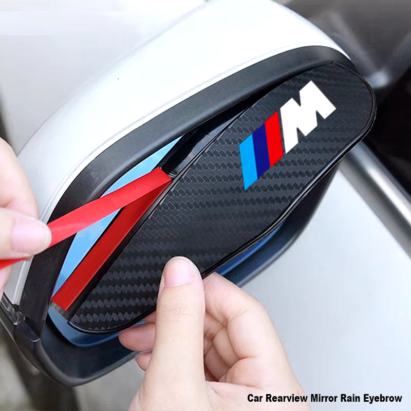 2Pcs Carbon Fiber Mperformance Car Rearview Mirror Rain Eyebrow Sticker for E36 E39 E46 E60 E83 E87 E90 F10 G20 X1