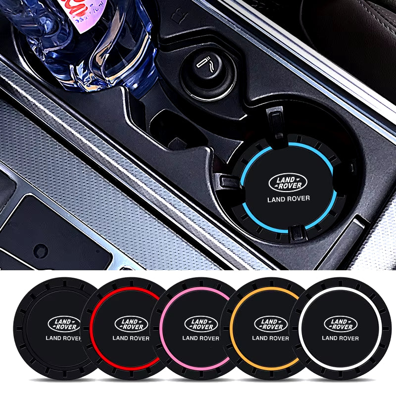 2PCS Car Coasters Water Cup Slots Non-Slip Mat Waterproof Cup Pad for Sport Range Rover 2 Freelander Defender Evoque