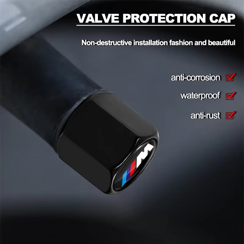 Car Tyre Valve Cap with Keychain Badge for M E34 E36 E60 E90 E46 E39 F10 F20 F30 X5 X6 X1 M3 M5 M6 E71