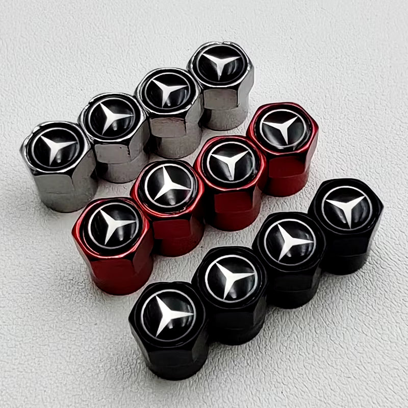 4Pcs Metal Logo Mercedes Benz Emblem Car Tire Valve Caps for Mercedes a B C E S CLA GLA GLB GLC GLE GLS ML GL GLK Accessories