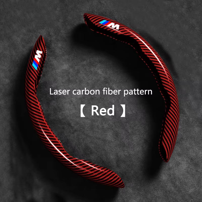 Carbon Fiber Car Steering Wheel Non-Slip Cover Protective for M Emblem
