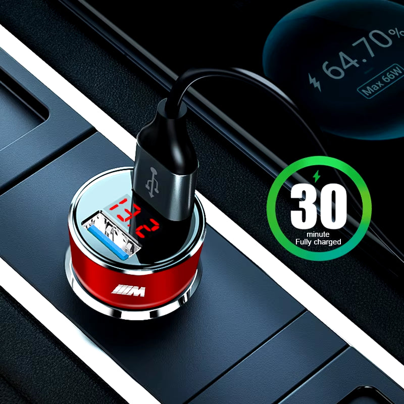 2USB Ports Fast Charging Digital Display Car Charger Car Accessories for E53 E70 E71 E72 E83 X1 X2 X3 X4 X5 X6 X7 E84 F48