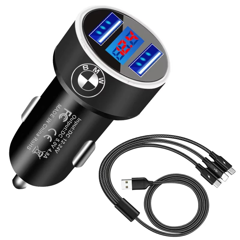 2USB Ports Fast Charging Digital Display Car Charger Car Accessories for E53 E70 E71 E72 E83 X1 X2 X3 X4 X5 X6 X7 E84 F48