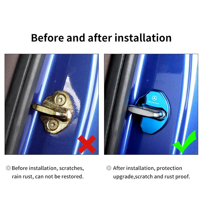 4Pcs Car Door Lock Buckle Protective Cover Styling Accessories for Mercedes Benz a B C Class GLA GLB AMG CLB CLA EQC EQB EQA