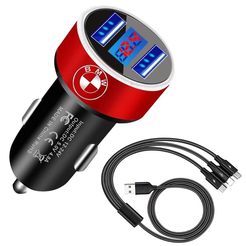 2USB Ports Fast Charging Digital Display Car Charger Car Accessories for E53 E70 E71 E72 E83 X1 X2 X3 X4 X5 X6 X7 E84 F48