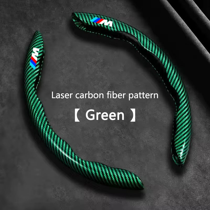 Carbon Fiber Car Steering Wheel Non-Slip Cover Protective for M Emblem