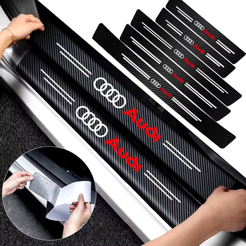 1/4/5Pcs Car Door Sill Scuff Plate Decor Carbon Fiber Stickers for A1 A2 A3 A4 A5 A6 A7 A8 Q1 Q2 Q3 Q4 Q5 Q6 Q7 Q8 TT S5 B8