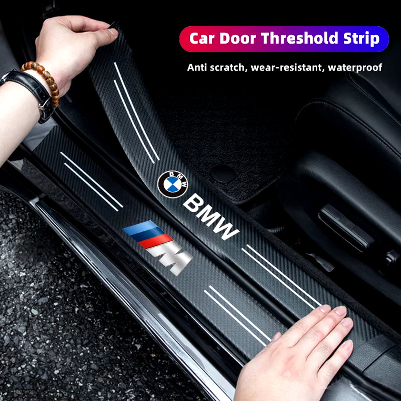 Leather Car Door Decals Carbon Fiber Threshold anti Scratch for X1 X2 X3 X5 X4 X6 X7 Ix3 F20 F10 F07 E70 E46 E90 E92 E60 E39