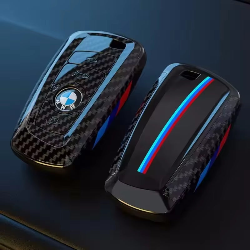 Carbon Fibre Car Key Cover Case Holder Shell Bag for F30 F20 F10 F18 F22 F01 X3 X4 F06 F02 M3 M5 Auto Keychain Accessories