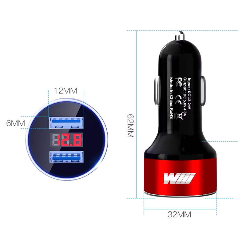 2USB Ports Fast Charging Digital Display Car Charger Car Accessories for E53 E70 E71 E72 E83 X1 X2 X3 X4 X5 X6 X7 E84 F48
