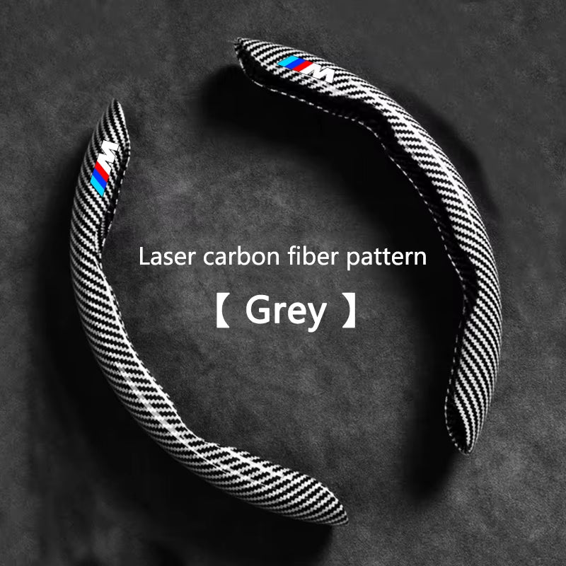 Carbon Fiber Car Steering Wheel Non-Slip Cover Protective for M Emblem