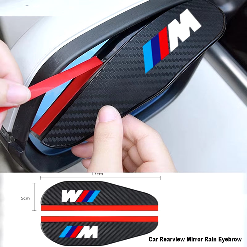 2Pcs Carbon Fiber Mperformance Car Rearview Mirror Rain Eyebrow Sticker for E36 E39 E46 E60 E83 E87 E90 F10 G20 X1