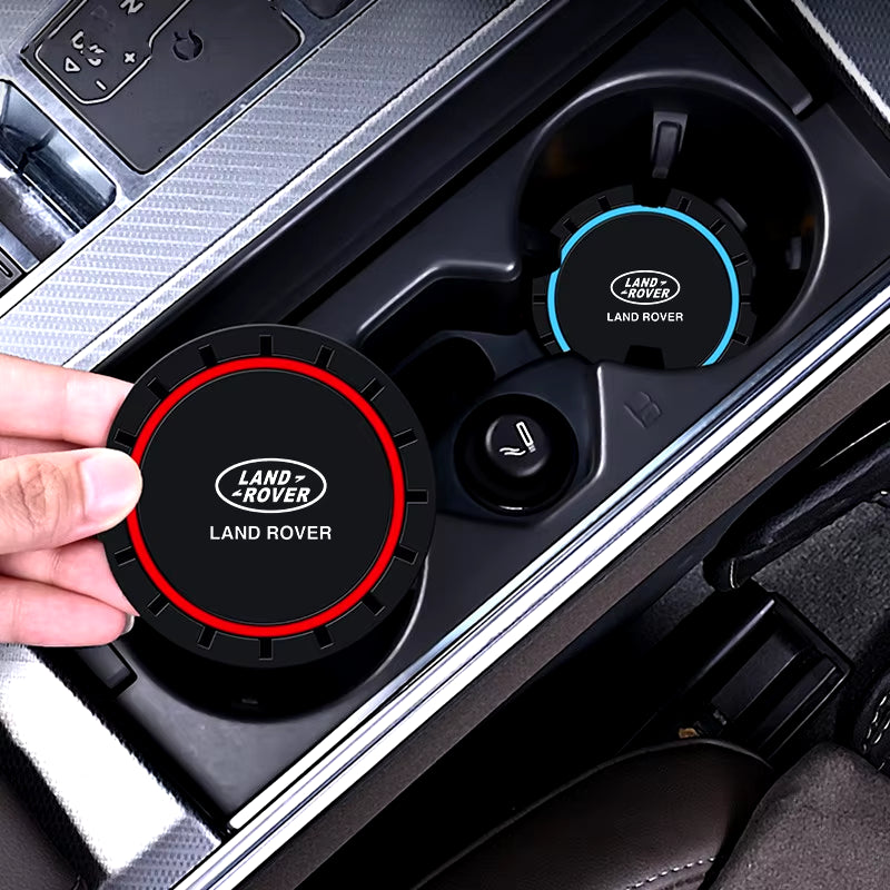 2PCS Car Coasters Water Cup Slots Non-Slip Mat Waterproof Cup Pad for Sport Range Rover 2 Freelander Defender Evoque
