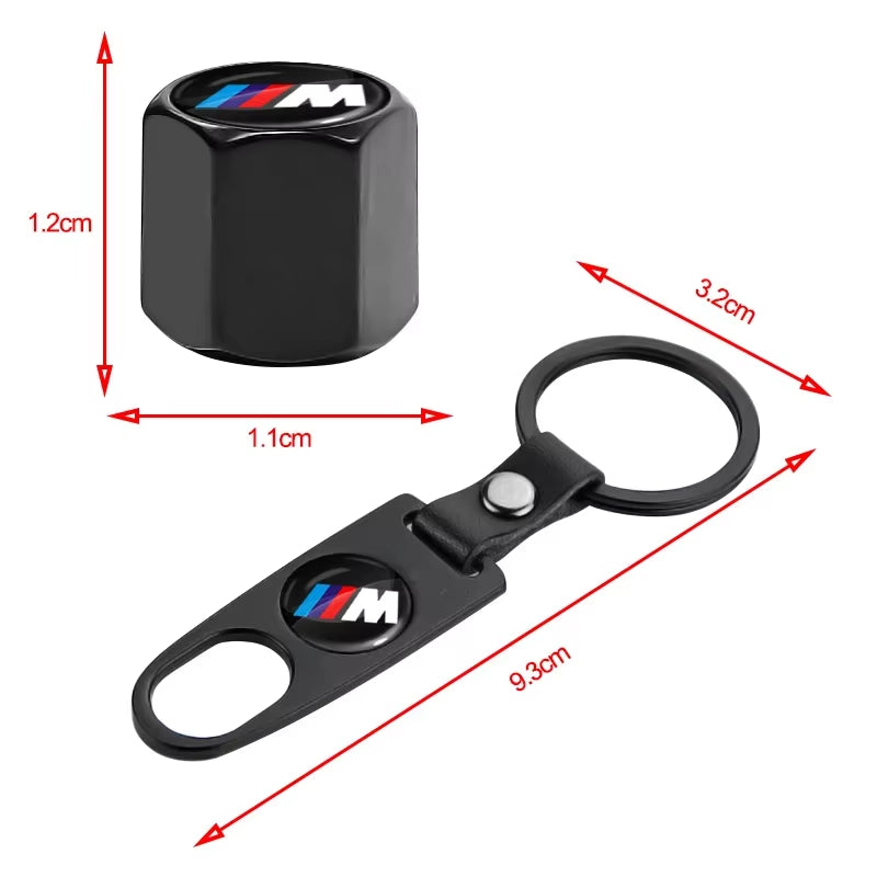 Car Tyre Valve Cap with Keychain Badge for M E34 E36 E60 E90 E46 E39 F10 F20 F30 X5 X6 X1 M3 M5 M6 E71