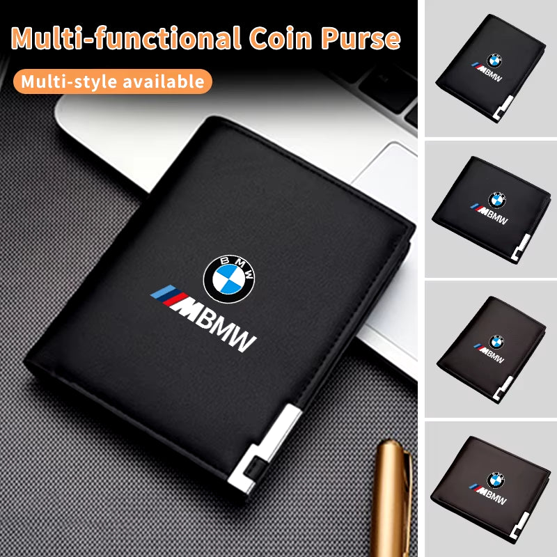 Car Logo Wallet Fashion Leather Short Card Holder Accessories for X1 X3 X5 E39 F20 E60 F30 E87 E70 E91 E30 M3 M5 X6 X4 X7