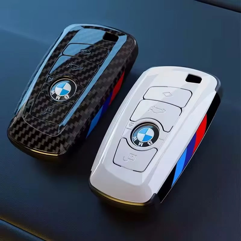 Carbon Fibre Car Key Cover Case Holder Shell Bag for F30 F20 F10 F18 F22 F01 X3 X4 F06 F02 M3 M5 Auto Keychain Accessories