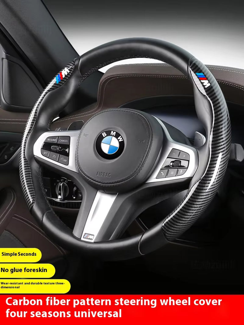 For M Car Steering Wheel Cover X1 X3 X5 X7 M3 M4 M5 E39 E46 E60 E90 E91 F01 F10 F20 F30 G20 G30 Car Anti-Slip Carbon Fiber