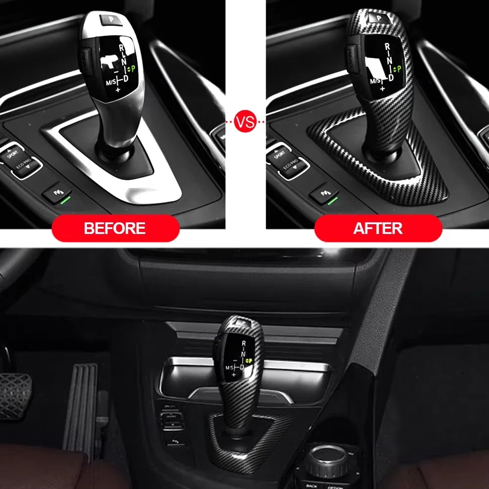 Carbon Fiber Texture for BMW F30 F10 F15 F07 F20 F21 F22 F32 F34 F35 5GT Car Gear Shift Panel Frame Gear Knob Cover Head Trim