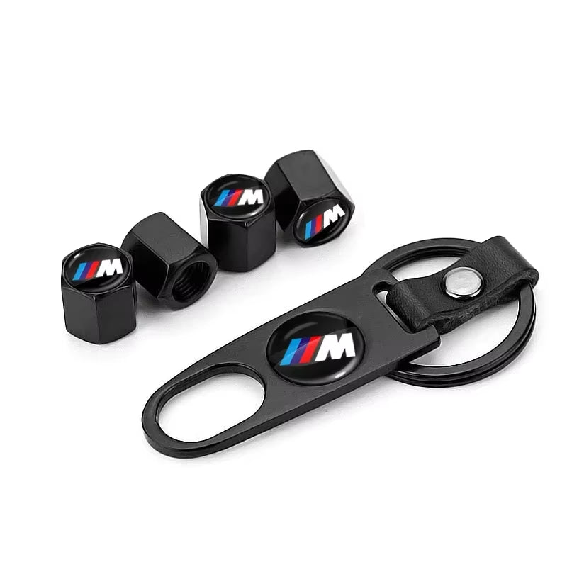 Car Tyre Valve Cap with Keychain Badge for M E34 E36 E60 E90 E46 E39 F10 F20 F30 X5 X6 X1 M3 M5 M6 E71