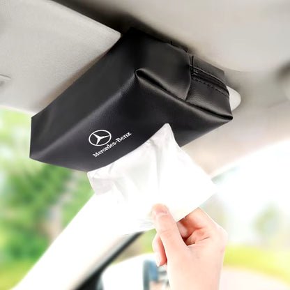 Leather Car Tissue Box Sun Visor Seat Back Hanging Bag Accessories for Mercedes Benz B/C/E/S Class AMG C200L GLC GLE CLA W211