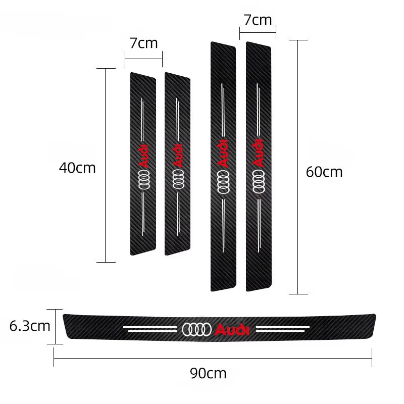 1/4/5Pcs Car Door Sill Scuff Plate Decor Carbon Fiber Stickers for  A1 A2 A3 A4 A5 A6 A7 A8 Q1 Q2 Q3 Q4 Q5 Q6 Q7 Q8 TT S5 B8