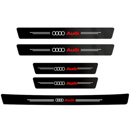 1/4/5Pcs Car Door Sill Scuff Plate Decor Carbon Fiber Stickers for  A1 A2 A3 A4 A5 A6 A7 A8 Q1 Q2 Q3 Q4 Q5 Q6 Q7 Q8 TT S5 B8