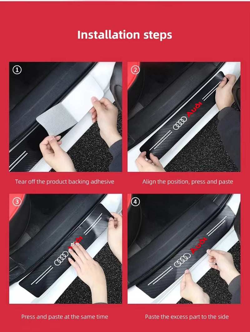 1/4/5Pcs Car Door Sill Scuff Plate Decor Carbon Fiber Stickers for  A1 A2 A3 A4 A5 A6 A7 A8 Q1 Q2 Q3 Q4 Q5 Q6 Q7 Q8 TT S5 B8