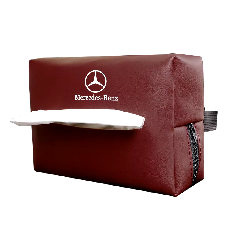 Leather Car Tissue Box Sun Visor Seat Back Hanging Bag Accessories for Mercedes Benz B/C/E/S Class AMG C200L GLC GLE CLA W211