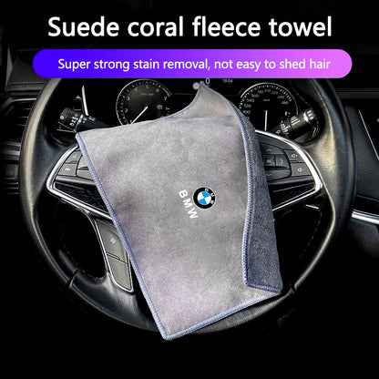 Car Drying Towel Suede Coral Velvet Double-Sided Cleaning Cloth Super Absorbent Rags for  E28 E30 E34 E36 E39 E46 E91 M M3 M5