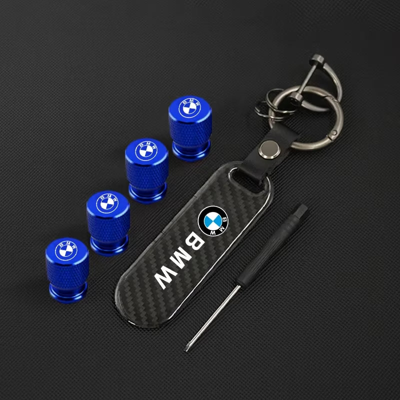 Car Badge Wheel Tire Valve Cap with Keychain Logo Keyring for  E34 E36 E60 E90 E46 E39 F20 F30 X5 X6 M3 M5 M6 E71 Accessories