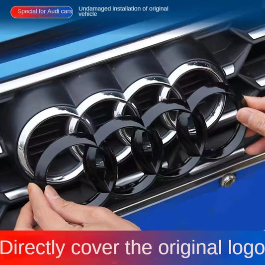 1Pcs Directly Covered Front /Rear Logo Emblem Refitted Four-Ring Black Badge for  A4 A3 A5 A7 Q3 Q5 Q7 Q2 A6 Accessories