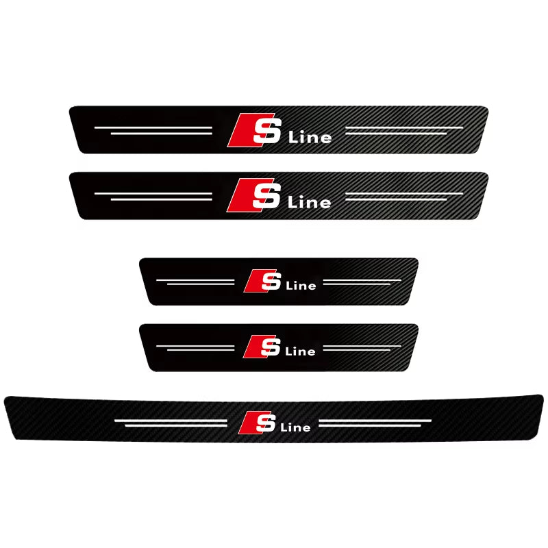 1/4/5Pcs Car Door Sill Scuff Plate Decor Carbon Fiber Stickers for  A1 A2 A3 A4 A5 A6 A7 A8 Q1 Q2 Q3 Q4 Q5 Q6 Q7 Q8 TT S5 B8