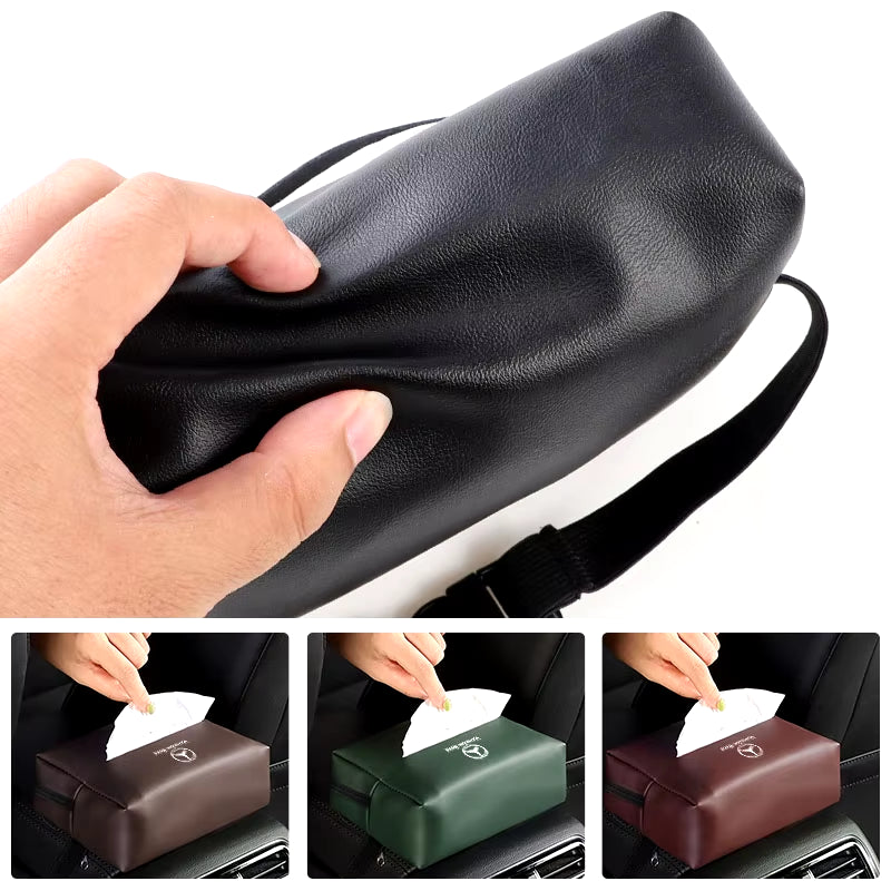 Leather Car Tissue Box Sun Visor Seat Back Hanging Bag Accessories for Mercedes Benz B/C/E/S Class AMG C200L GLC GLE CLA W211