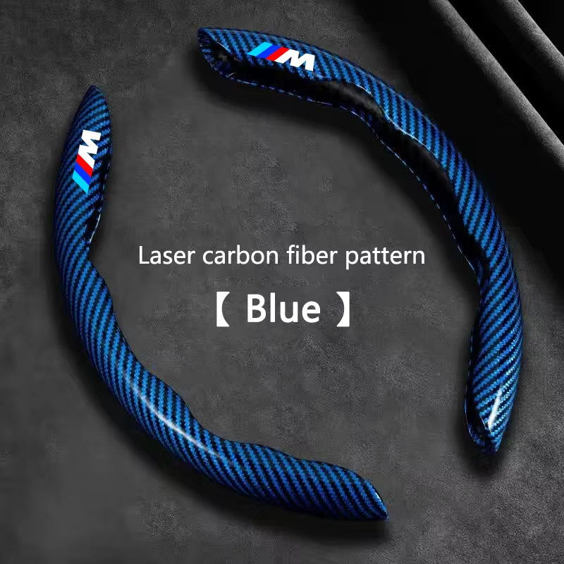 Carbon Fiber Leather Car Steering Wheel Non-Slip Cover Protective for  M Emblem E46 E36 E34 F10 E90 F30 E60 F30 E53 E30 E92